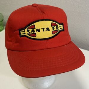 Vtg Santa Fe Railroad Warbonnet Snap Back Hat Cotton Cardinal Cap & Jacket Co